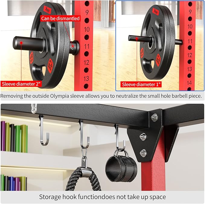 Power Cage,1600lbs Multi-Function Power Rack with Adjustable Cable Crossover System and More Training Attachment, Weight Cage for Home Gym-FlexoryFit
