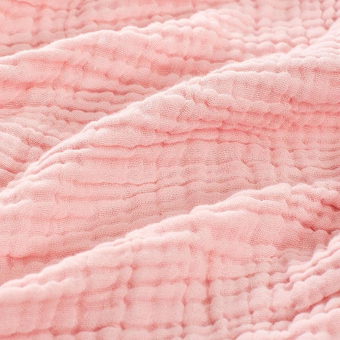 Carriediosa 100% Cotton Muslin Throw Blanket 108" X 90" King Size,4-Layers Summer Gauze Throws for Bed Couch,Soft Lightweight Breathable Linen Blankets Bedspread for Adults All Season,Dusty Pink