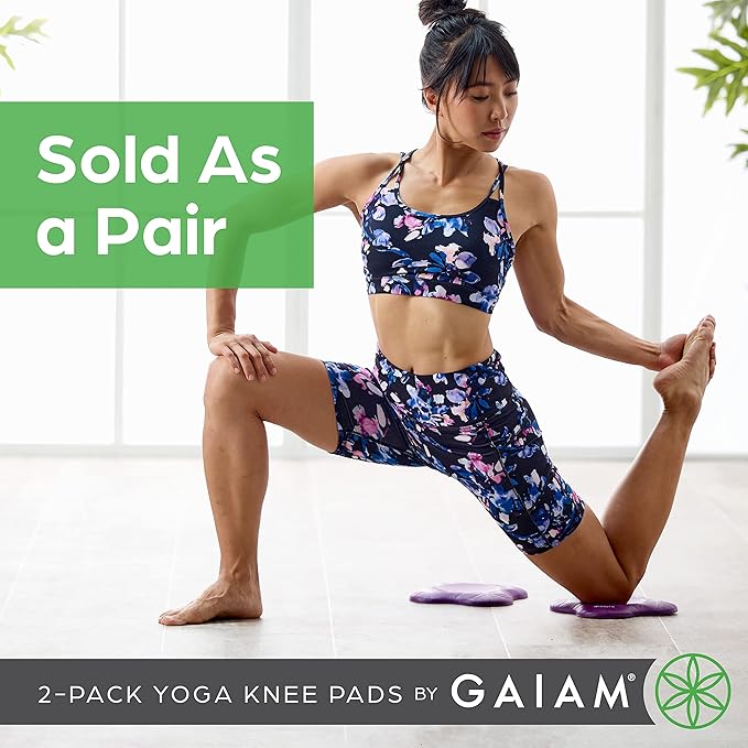 Gaiam Yoga Knee Pads (Set of 2) - Yoga Props and Accessories for Women/Men Cushions Knees and Elbows for Fitness, Travel, Meditation, Kneeling, Balance, Floor, Pilates-FlexoryFit