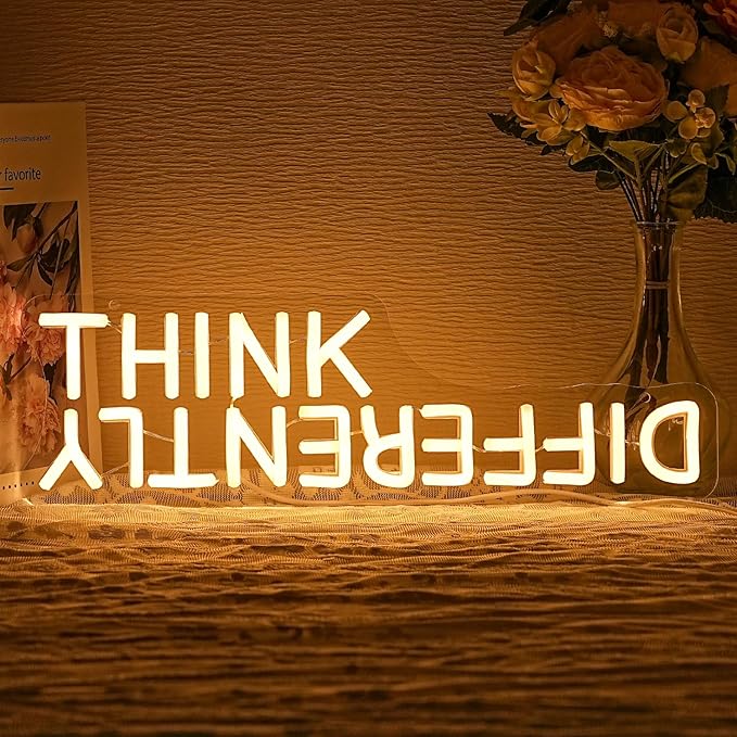 Think Differently Neon Sign for Wall Decor Letter Neon Light Classroom LED Neon Signs Classroom LED Neon Light for Classroom Office Study Room Library Bedroom Decoration