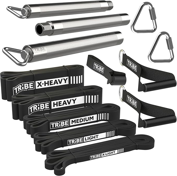 Long Resistance Bands for Working Out Men and Women - Set of 5 Pull-Up Bands, Rubber Handles and Door Anchor - Workout Bands Resistance for Men - Exercise Bands Resistance Bands Set-FlexoryFit