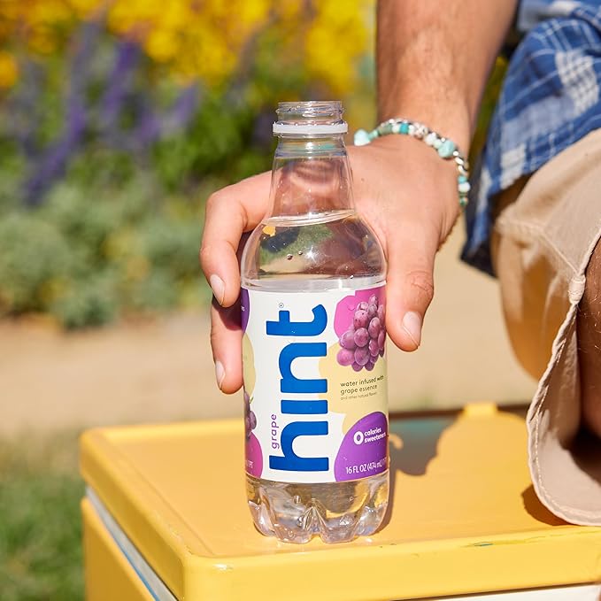 Hint Fruit-Infused Bottled Water, Grape - Sugar Free Flavored Water with Zero Calories, Naturally Flavored, and No Artificial Sweeteners - 16 Fl Oz (Pack of 12)-FlexoryFit
