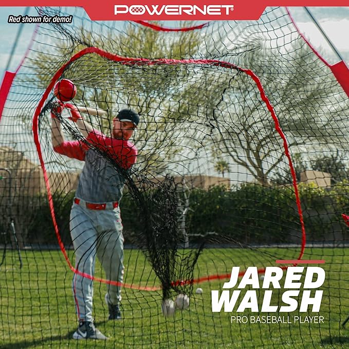 PowerNet Baseball Softball Practice Net 7x7 with Baseball Accessories for Practice Pitching, Batting & Fielding, Ball Caddy, Weighted Baseballs, Tee