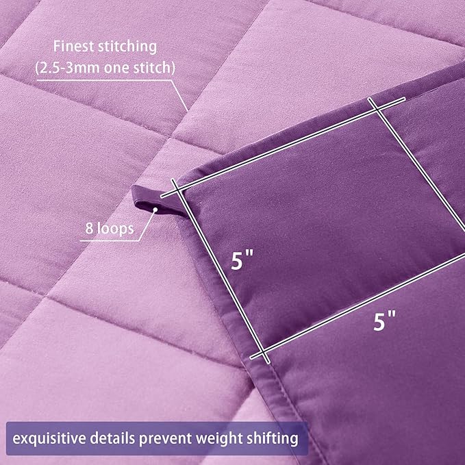 King Size Weighted Blanket for Adults (30 lbs, 80โ x 87โ, Purple) Cooling Heavy Blanket for Sleeping Perfect for 290-310 lbs, Breathable Blanket for Adults & Couple All Season, Machine Washable