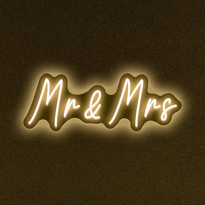 Mr&Mrs LED Neon Sign Wedding & Reception Decor Illuminating Wall Art New Couples Gift Cool LED Sign with 5V Power Supply-FlexoryFit