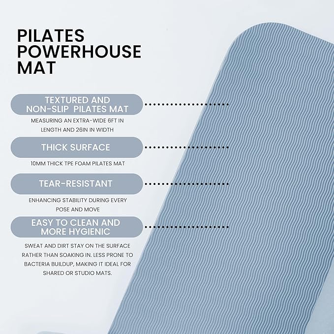 Lindywell Pilates Yoga Workout Mat Non Slip 6mm, 8mm, 10mm Thick - 6ft x 26in-FlexoryFit