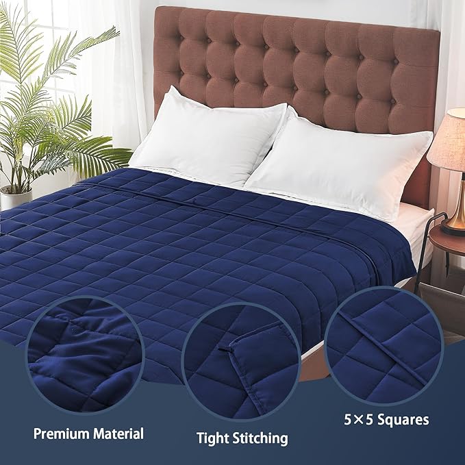 yescool Weighted Blanket for Adults (25 lbs, 88โ x 104โ, Blue) Cooling Heavy Blanket for Sleeping Perfect for 240-260 lbs, King Size Breathable Blanket with Premium Glass Bead