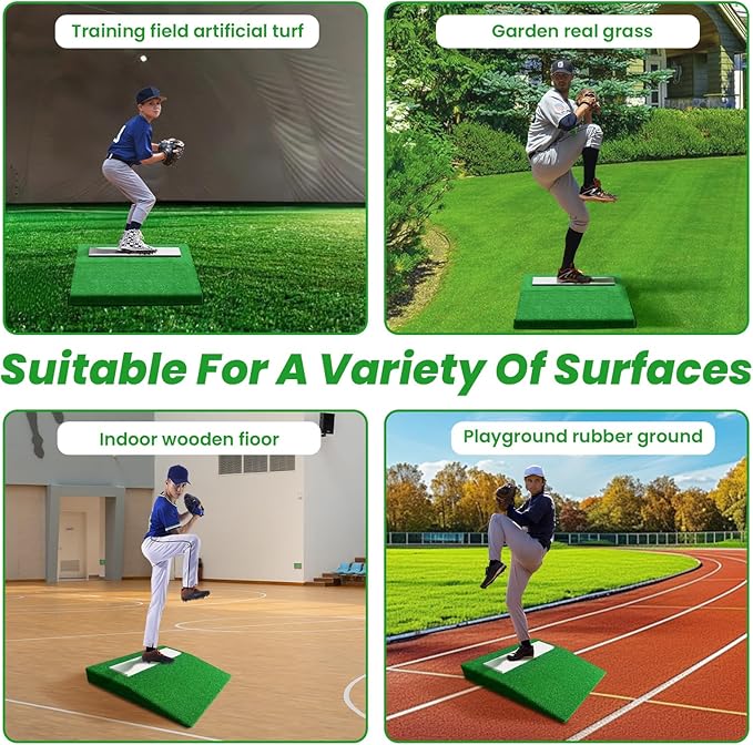4" Pitching Mound, Baseball Pitcher's Mound with Carry Handle and Regulation Pitching Rubber, Baseball Pitching Training Equipment 30x30x4 Inch for Indoor and Outdoor-FlexoryFit