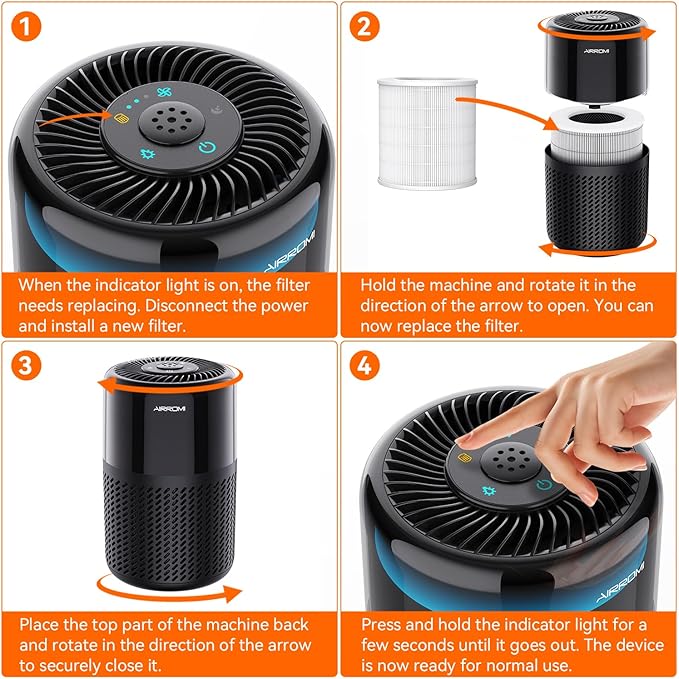 AIRROMI A2005 HEPA Air Purifier Replacement Filter, 3-In-1 Original Filter, Remove 99.97% of 0.3 Micron Particle 2Pack White