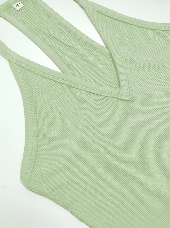 iGENJUN Workout Tops for Women Racerback Basic Tank Summer 2025 Camisole V Neck Slim Fit Ribbed Sleeveless-FlexoryFit