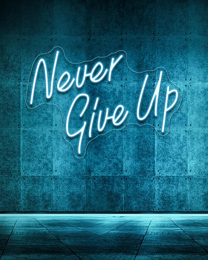 YIKBIK NEVER GIVE UPLED Neon Sign for Wall Decor,Neon Lights Party Decorations, USB Powered Switch Neon Lights lighting adjustable for Office Room, Gym Room, Man Cave, Gamer Room-FlexoryFit