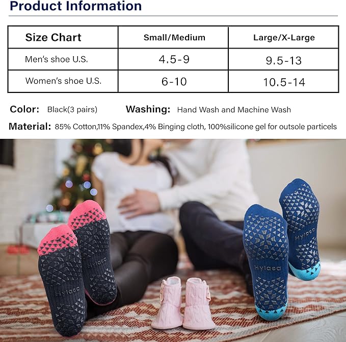 Hylaea Unisex Non Slip Socks with Grip for Yoga, Hospital, Pilates, Barre | Ankle, Cushioned-FlexoryFit