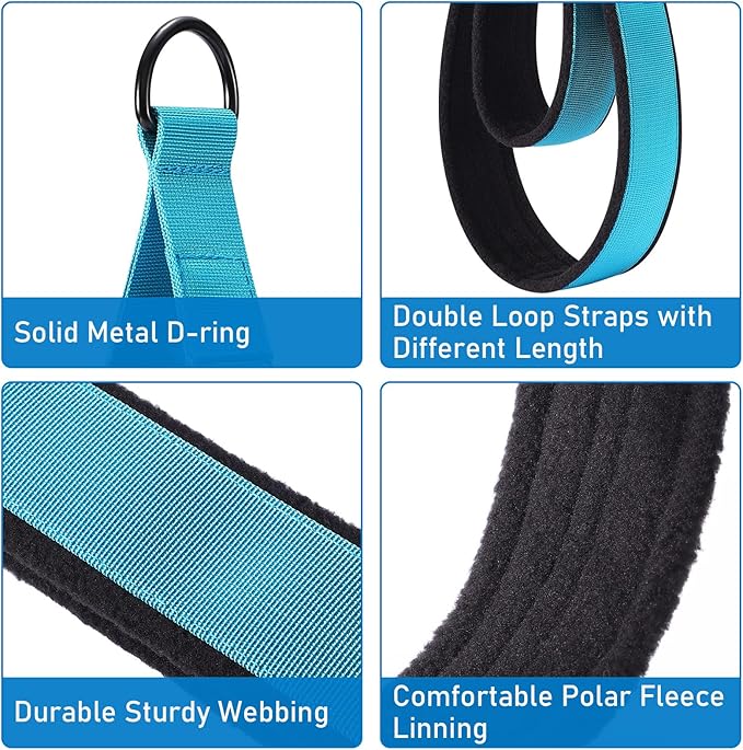 TOBWOLF Pilates Straps - Double Loop D-Ring Straps for Reformer, Padded, Home Gym Workout-FlexoryFit