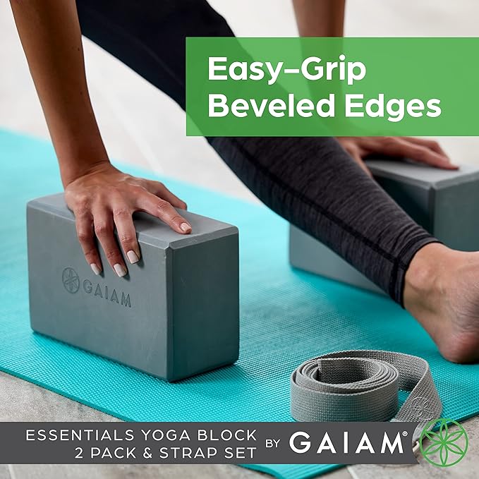 Gaiam Yoga Block - Supportive Latex-Free Eva Foam - Soft Non-Slip Surface with Beveled Edges for Yoga, Pilates, Meditation - Yoga Accessories for Stability, Balance, Deepen Stretches-FlexoryFit