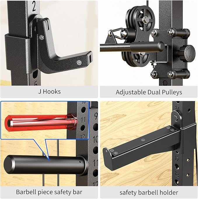 Power Cage,1600lbs Multi-Function Power Rack with Adjustable Cable Crossover System and More Training Attachment, Weight Cage for Home Gym-FlexoryFit