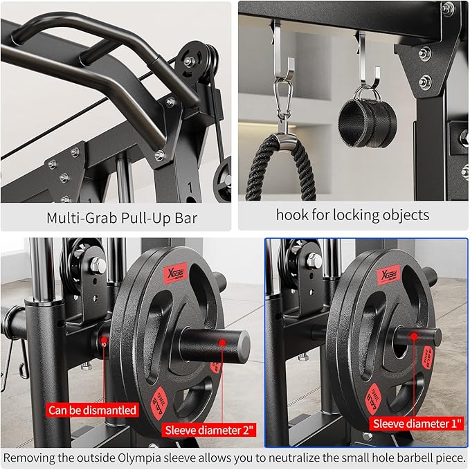 Power Cage,1600lbs Multi-Function Power Rack with Adjustable Cable Crossover System and More Training Attachment, Weight Cage for Home Gym-FlexoryFit
