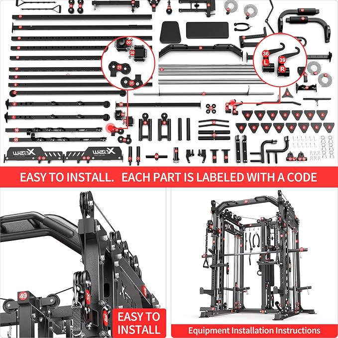 Power Cage,1600lbs Multi-Function Power Rack with Adjustable Cable Crossover System and More Training Attachment, Weight Cage for Home Gym-FlexoryFit
