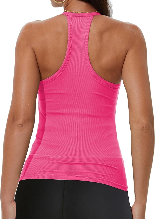 iGENJUN Workout Tops for Women Racerback Basic Tank Summer 2025 Camisole V Neck Slim Fit Ribbed Sleeveless-FlexoryFit
