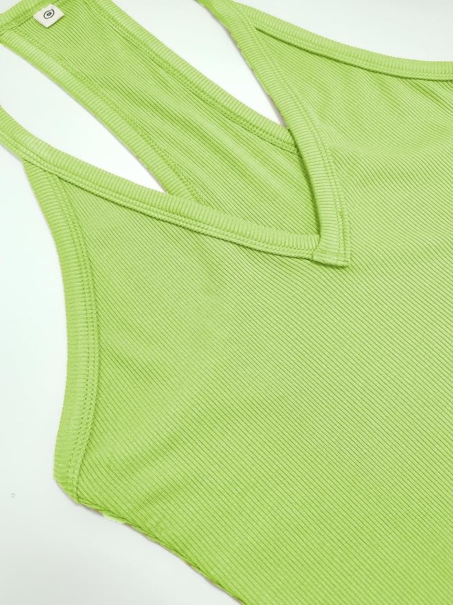 iGENJUN Workout Tops for Women Racerback Basic Tank Summer 2025 Camisole V Neck Slim Fit Ribbed Sleeveless-FlexoryFit