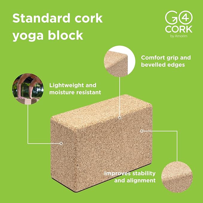 Go4Cork Cork Yoga Block for Yoga, Pilates & Meditation | Non-Slip, Hypoallergenic, Sustainable, Non-Toxic Yoga Block-FlexoryFit