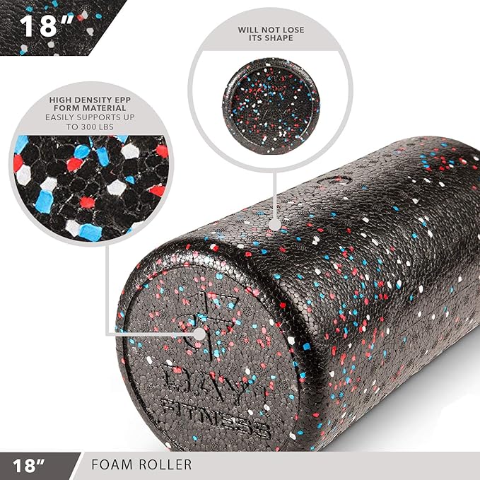 High-Density Round Foam Rollers - 4 Size and 8 Color Options - Massage Rollers for Stretching, Deep Tissue and Myofascial Release-FlexoryFit