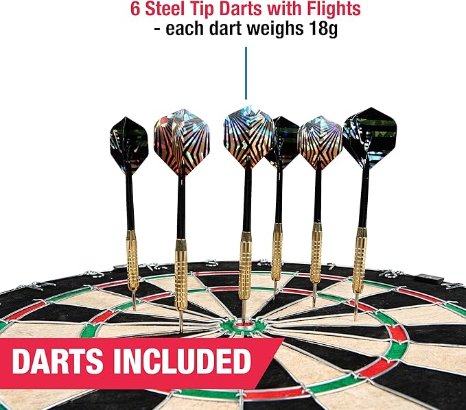 MD Sports Dartboard Cabinet Multiple Styles Electronic Dartboard With Digital X/O Cricket Scorekeeping and Dart Set, Perfect for Cricket Games