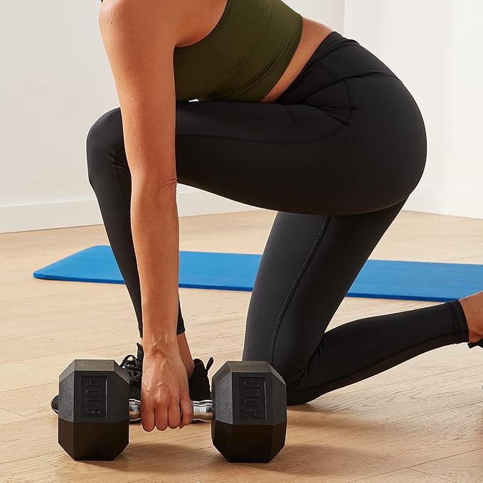 Amazon Basics Rubber Hex Dumbbell Hand Weight-FlexoryFit