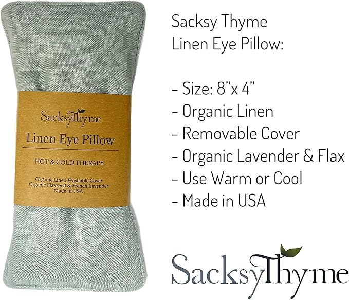 Organic Linen Eye Pillow - Lavender & Flaxseed for Relaxation, Yoga, Stress Relief - Microwavable Heating Pad & Cool Compress - Made in USA - Gifts for Meditation-FlexoryFit