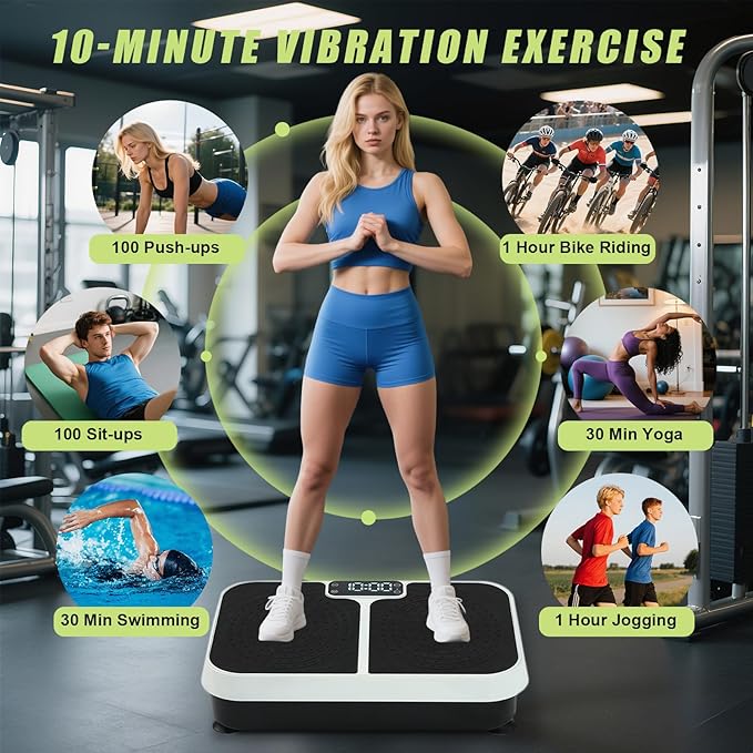 Homesy Vibration Plate Exercise Machine, Vibrating Plate for Lymphatic Drainage, Full Body Shaking Workout Fitness Platform Board, Sport Gym Equipment for Weight Loss Fat Burner for Women Men-FlexoryFit