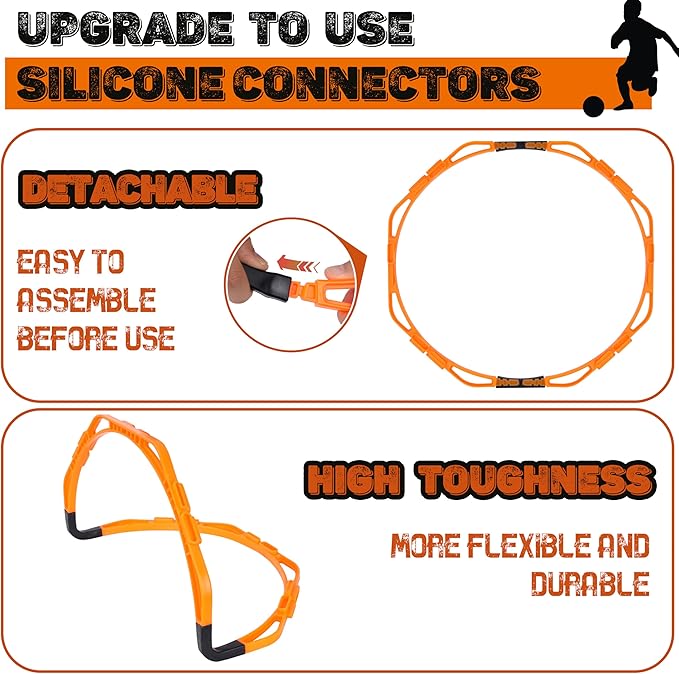 Hikeen Octagonal Agility Rings, Speed Rings, Youth Agility Footwork Training and Speed Hurdles Ladder, Fitness Equipment Sport Workout for Soccer, Home Gym, 6 Firm Rings Set-FlexoryFit
