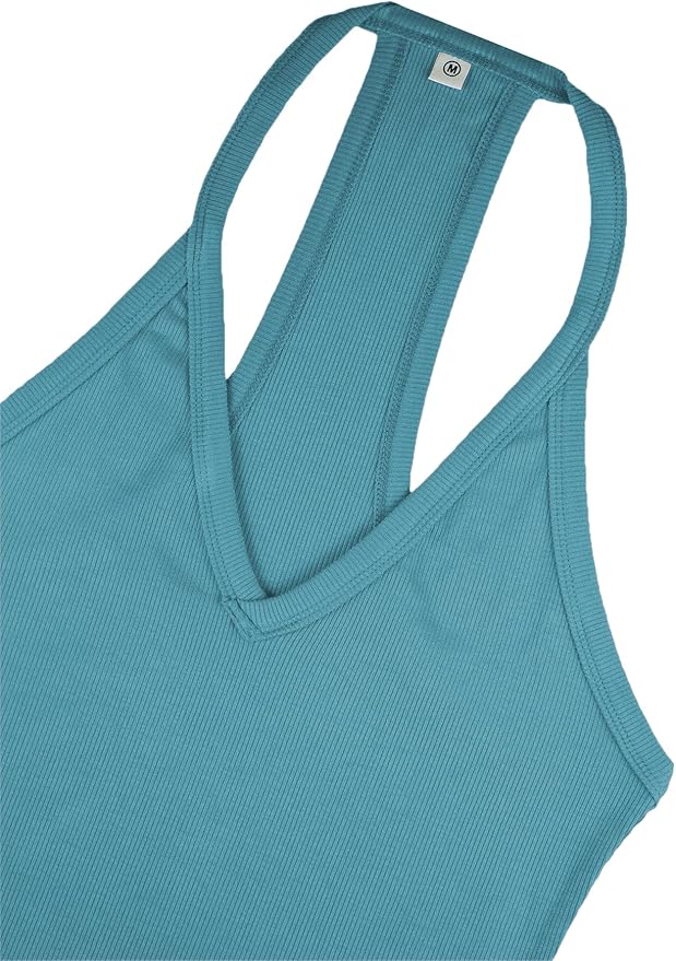 iGENJUN Workout Tops for Women Racerback Basic Tank Summer 2025 Camisole V Neck Slim Fit Ribbed Sleeveless-FlexoryFit