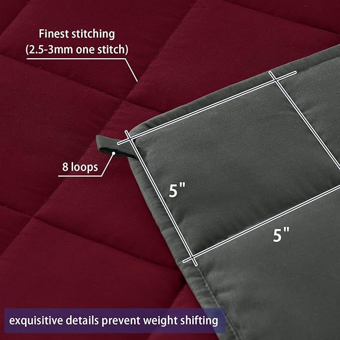 King Size Weighted Blanket for Adults (30 lbs, 80โ x 87โ, Red Grey) Cooling Heavy Blanket for Sleeping Perfect for 290-310 lbs, Breathable Blanket for Adults & Couple All Season, Machine Washable