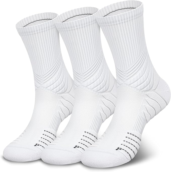 Hylaea Compression Running Socks for men, Coolmax Anti-Blister Cushion Crew Socks for Athletic, Moisture Wicking & Seamless-FlexoryFit