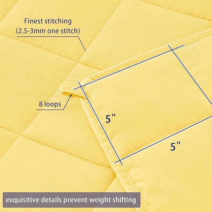 King Size Weighted Blanket for Adults (20 lbs, 80โ x 87โ, Yellow) Cooling Heavy Blanket for Sleeping Perfect for 190-210 lbs, Breathable Blanket for Adults & Couple All Season, Machine Washable