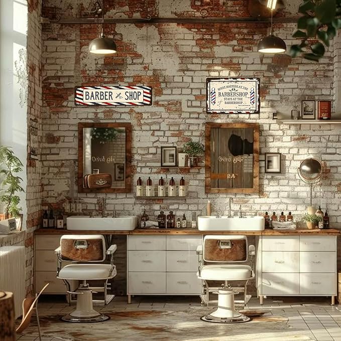 Barber Shop Decor Accessories - Barbershop Poster Metal Tin Signs Vintage Wall Art, Barber Gifts for Men Haircut Decorations 4x16 Inch-FlexoryFit