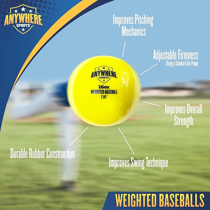 Weighted 16 oz Training Baseballs - Hitting & Pitching for All Skill Levels - Improve Power and Mechanics with Weighted Baseball Training Balls, 2.85” Diameter