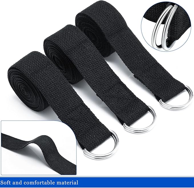 6 Pcs Yoga Strap for Stretching 8 Ft Yoga Exercise Adjustable Straps Bands with Safe Adjustable D Ring Buckle for Pilates Gym Workouts Fitness Improves Sitting Posture-FlexoryFit