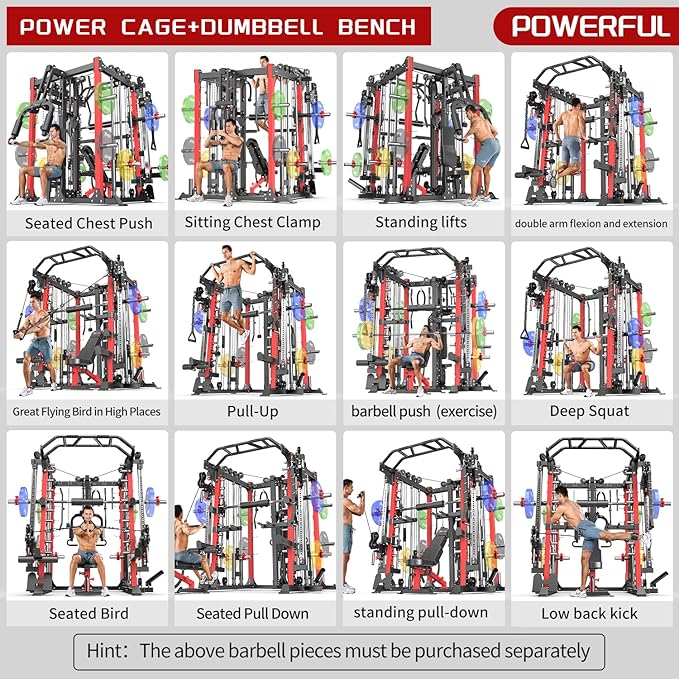 Power Cage,1600lbs Multi-Function Power Rack with Adjustable Cable Crossover System and More Training Attachment, Weight Cage for Home Gym-FlexoryFit