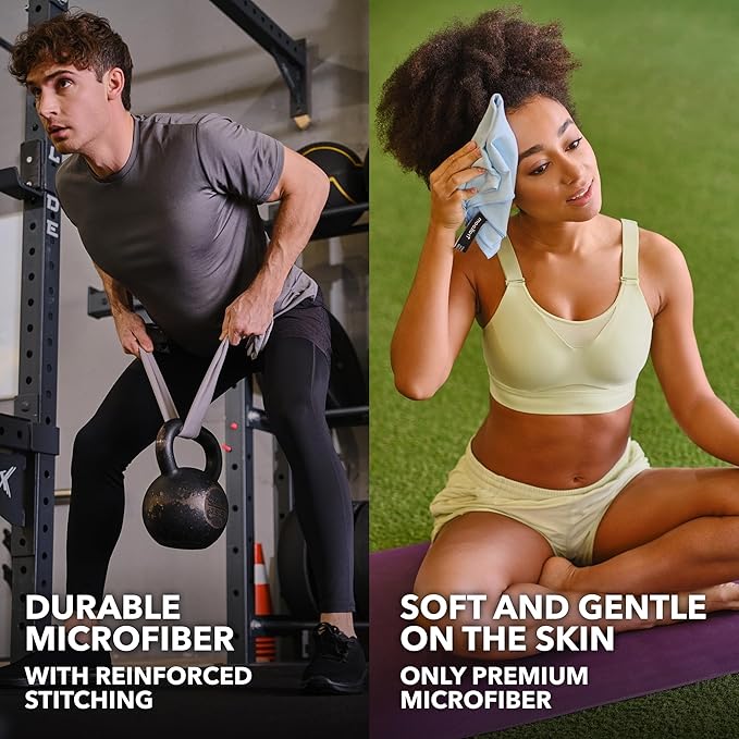 Microfiber Workout Towels - Quick Dry, Highly Absorbing, Odor-Free, for Women & Men - Gym Sweat Sports Towel for Hot Yoga, Tennis, Running, Exercise, Working Out, Camping, Set of 5 Pastel-FlexoryFit