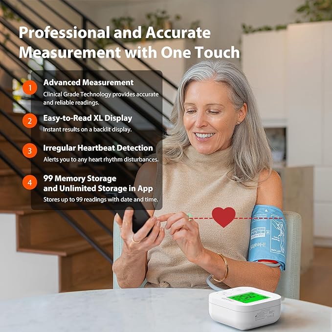 iHealth Track Smart Upper Arm Blood Pressure Monitor with Wide Range Cuff That fits Standard to Large Adult Arms, Bluetooth Compatible for iOS & Android Devices-FlexoryFit