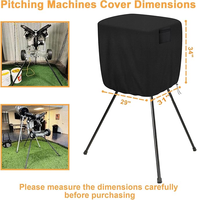 Pitching Machines Cover, Heavy Duty 600D Durable Waterproof Dustproof Covers, Universal Fit for Most Softball/Baseball Machines, All-Weather Indoor/Outdoor Protection( 31 x 29 x 34",Cover Only)