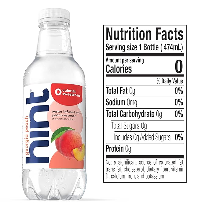 Hint Fruit-Infused Bottled Water, Georgia Peach - Sugar Free Flavored Water with Zero Calories, Naturally Flavored, and No Artificial Sweeteners - 16 Fl Oz (Pack of 12)-FlexoryFit