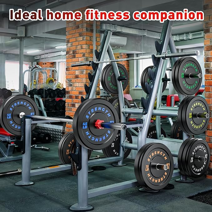 Premium Color-Coded Rubber Bumper Plates Set - 2 Inch Olympic Weight Plates for Home Gym Cross and Strength Training