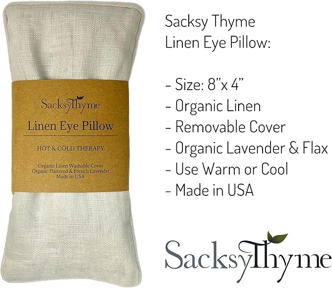Organic Linen Eye Pillow - Lavender & Flaxseed for Relaxation, Yoga, Stress Relief - Microwavable Heating Pad & Cool Compress - Made in USA - Gifts for Meditation-FlexoryFit