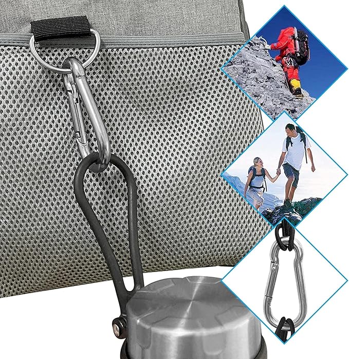 Stainless Steel Spring Snap Hook Carabiner M6 M8 M10 Heavy Duty Carabiner Clip Spring Clips Keychain 5/16 Inch Quick Links for Backpack, Hammocks, Camping, Swing(16/30/10PCS)