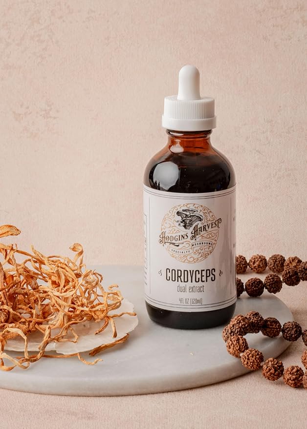 Hodgins Harvest Organic Cordyceps Tincture | Made with Mushrooms Grown On Our Farm in The USA | Dual Extract | Extra-Concentrated (2 fl oz)-FlexoryFit