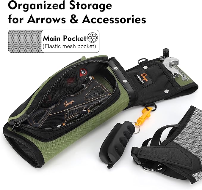 SUNYA X510 Field & Competition Hip Arrow Quiver | 3-Slot Noise-Free Archery Quiver with Sturdy Storage System (42x18cm)
