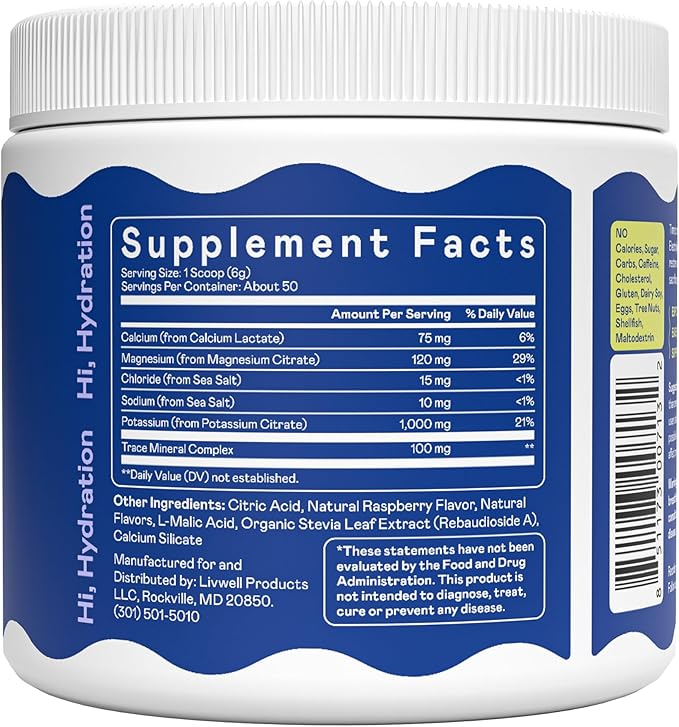 Hi-Lyte Keto & Performance - K1000 Electrolyte Powder Mix - Blue Raspberry - 1000mg Potassium + Magnesium, Calcium, Trace Minerals - Keto Drink for Cramp Support, Fasting, Recovery - No Sugar/Carbs-FlexoryFit