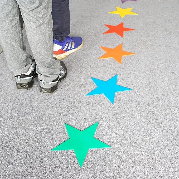 12pcs Colorful Star Arrow Spot Marker Non-Slip Directional Carpet Marker for Training Agility, Kids Classroom Activity, Gym, Sport, Home (Star)-FlexoryFit