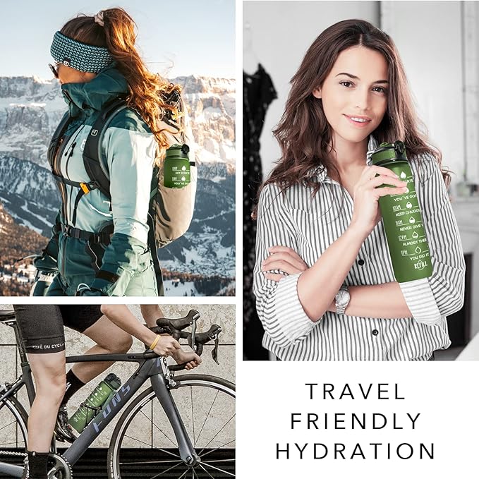 Hyeta 32 oz Water Bottles with Times to Drink and Straw, Motivational Water Bottle with Time Marker, Leakproof, Drinking Sports Water Bottle for Fitness, Gym and Outdoor-FlexoryFit